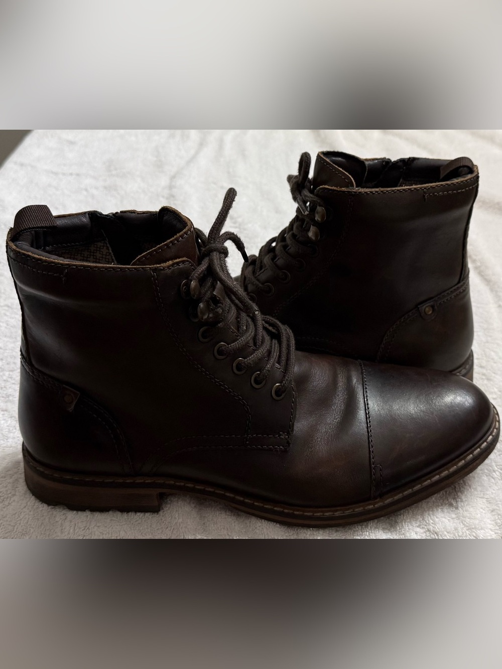 Crown Vintage Cabastian Men's Dark Brown Leather Side Zip-Up Boots